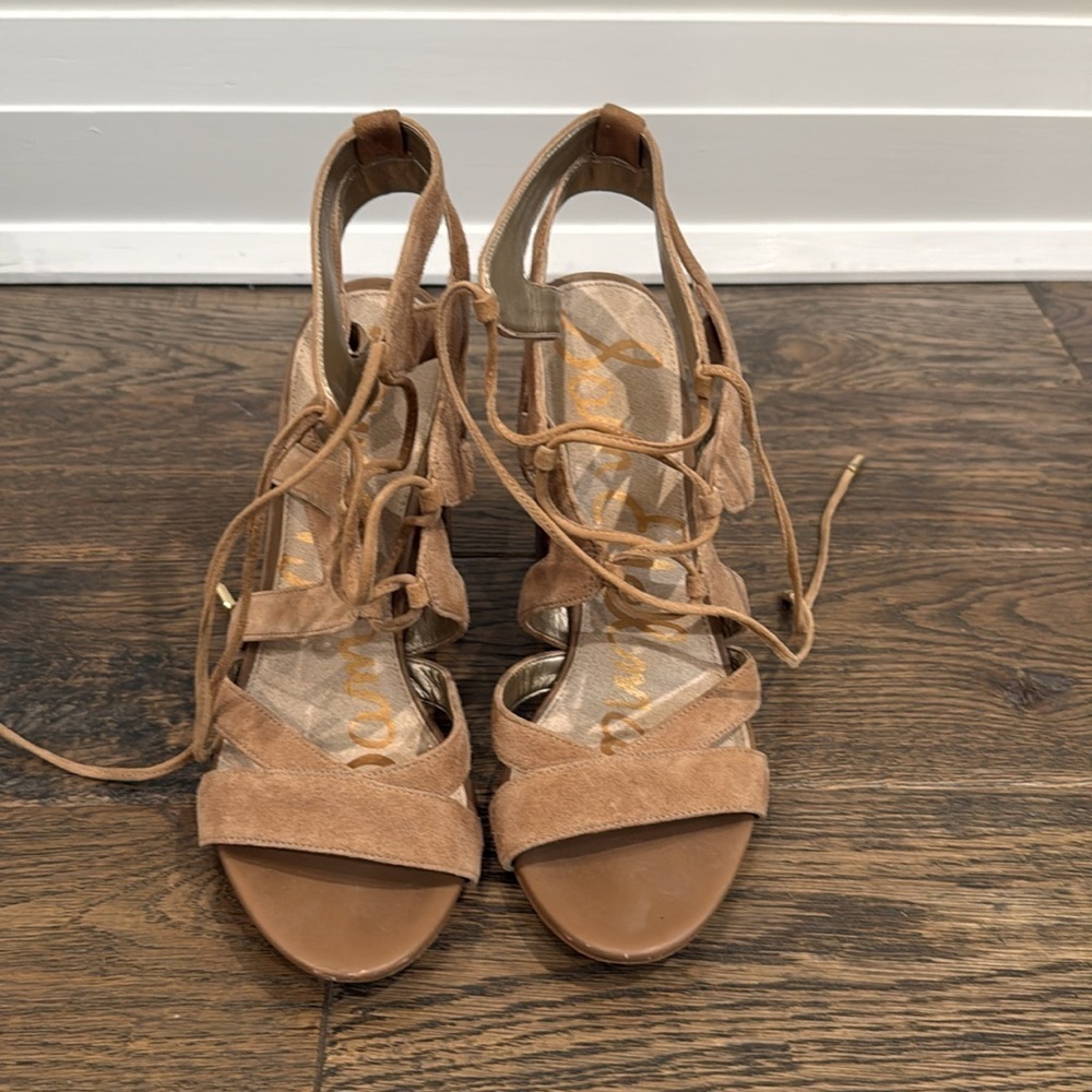 Sam Edelman Yardley tan nude suede heels sz 10 - Picture 2 of 6
